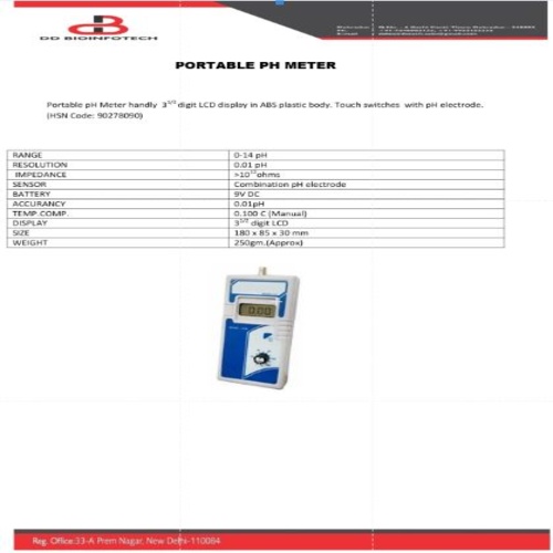 Portable Ph Meter - Accuracy: 100  %