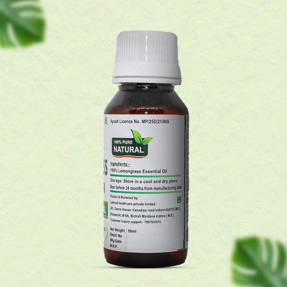 Turcy Natural Lemongrass Oil Promotes Hair Growth, Glowing Skin, Relaxation & Fresh Citrus Aroma(50ml)
