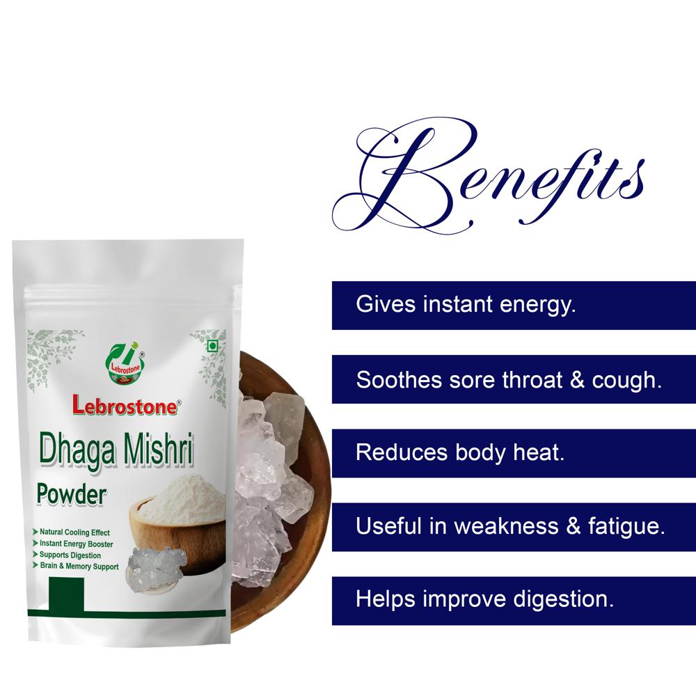 Lebrostone Dhaga Mishri Powder  Natural Energy Booster & Throat Soother | Supports Digestion | 100g