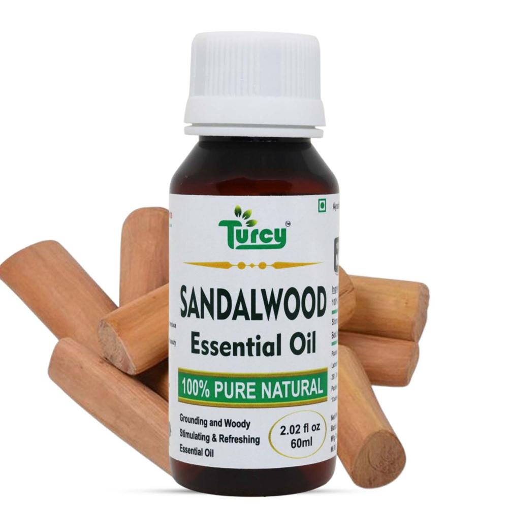 Turcy Pure Sandalwood Essential Oil for Aromatherapy, Skin & Hair Care, Healing Baths(60ml)