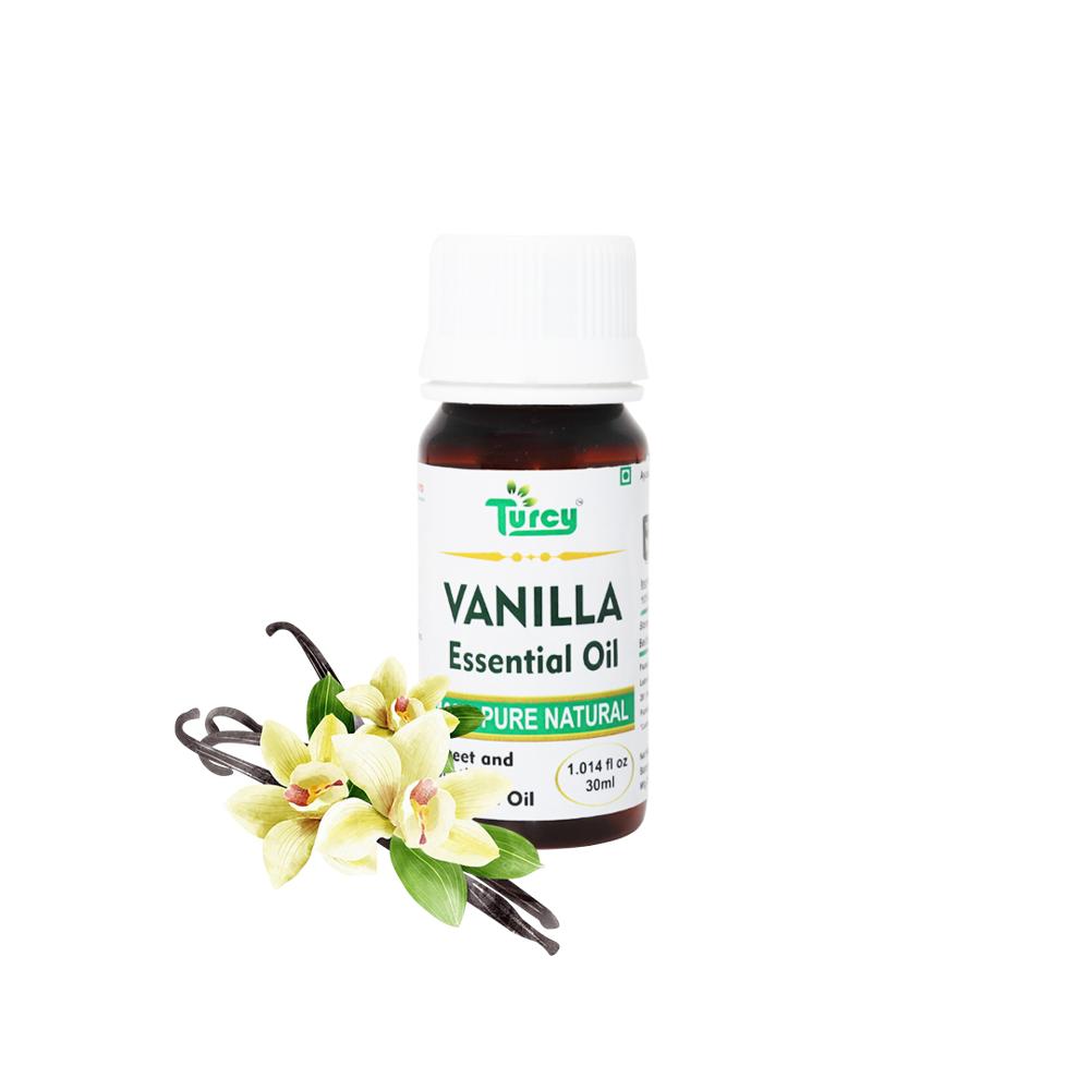 Turcy Pure Vanilla Essential Oil For Skin & Hair Care, Massage, And Relaxation(30ml) - Additives: Na