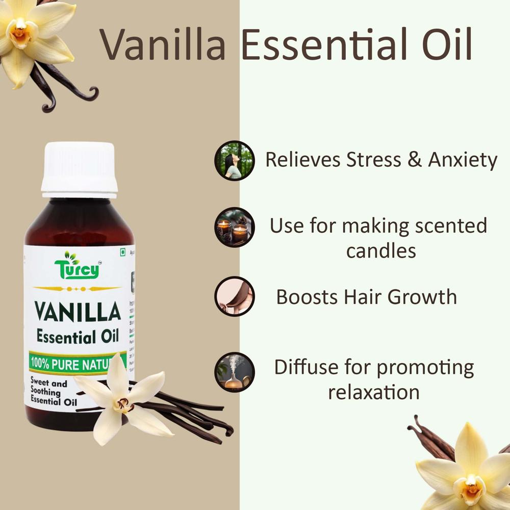 Turcy Pure Vanilla Essential Oil for Skin & Hair Care, Massage, and Relaxation(100ml)