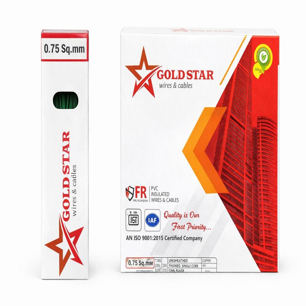 Goldstar 0.75 Sqmm Fr Pvc Multistrand Copper House Wire - Application: Construction