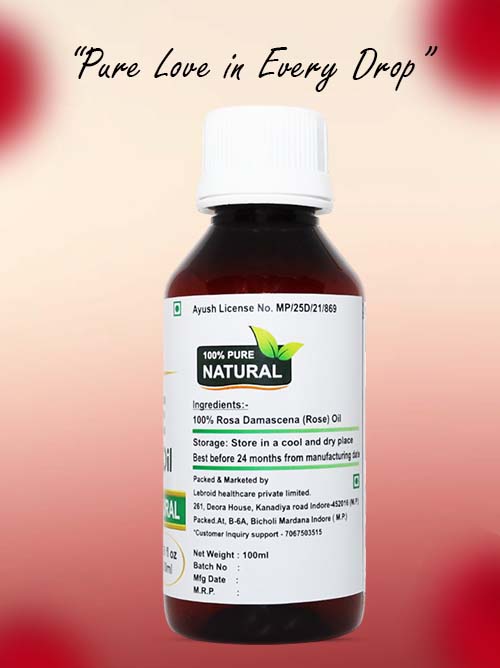 Turcy Pure Rose Essential Oil for Skin Care, Hair Care, Aromatherapy, and Anti-Aging(100ML)