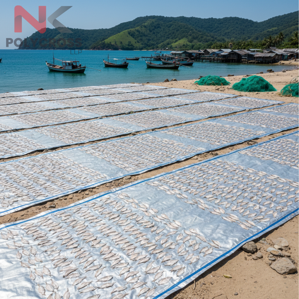 Fish Drying Ground Sheet - Color: Blue