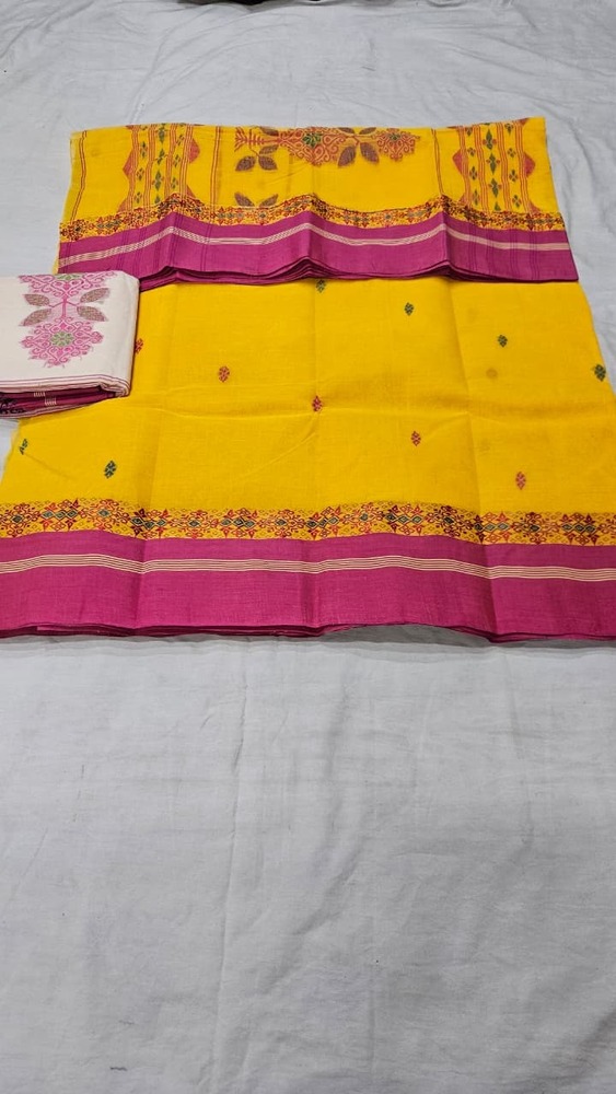 Fancy Cotton Without Zari Border Saree