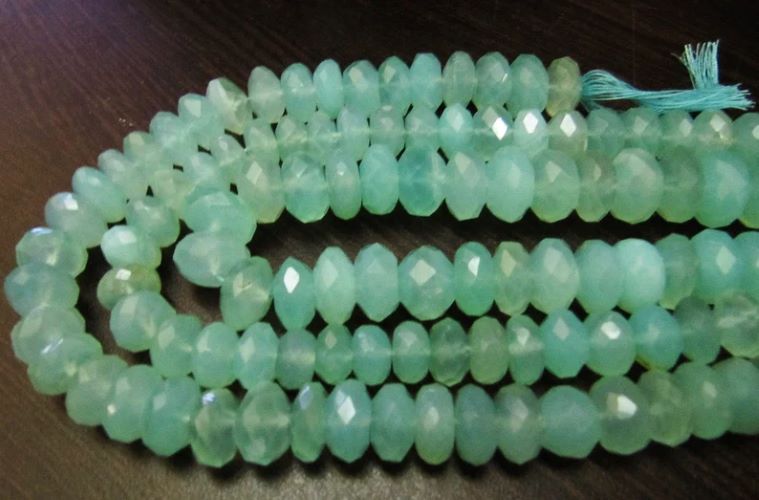 Natural Aqua Blue Chalcedony Far Size Beads Rondelle Faceted Size 9-10 mm You Choose Strand 8 inches Long gemstone Beads