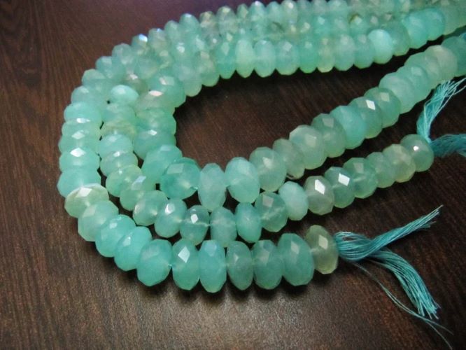 Natural Aqua Blue Chalcedony Far Size Beads Rondelle Faceted Size 9-10 mm You Choose Strand 8 inches Long gemstone Beads