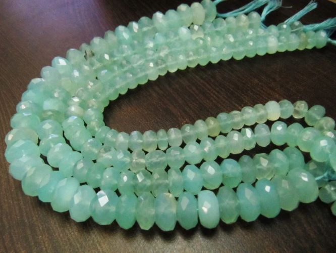 Natural Aqua Blue Chalcedony Far Size Beads Rondelle Faceted Size 9-10 mm You Choose Strand 8 inches Long gemstone Beads