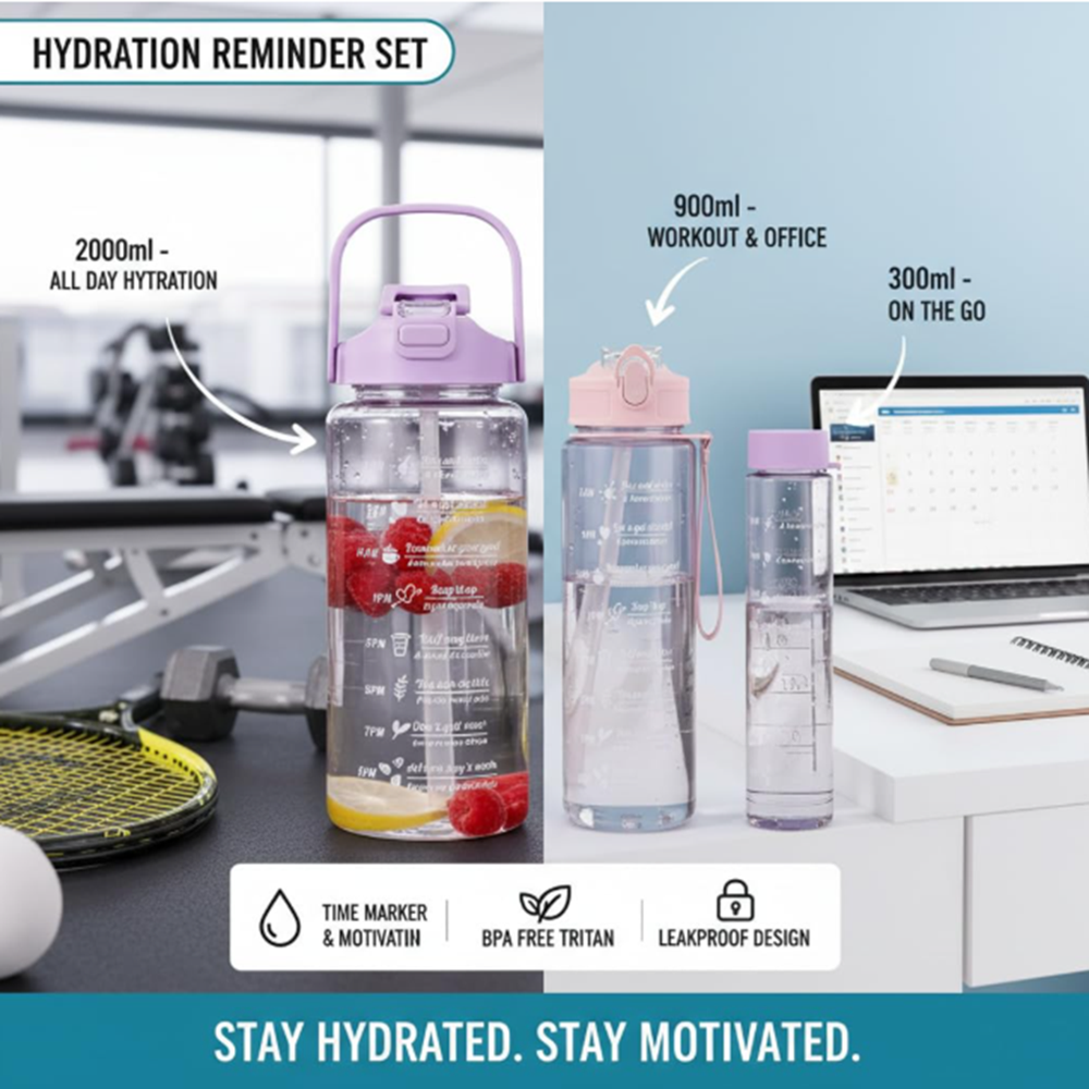 900ML Transparent Motivational Bottle