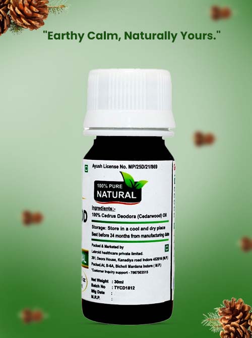 Turcy Pure Cedarwood Essential Oil for Hair Growth, Skin Care, Stress Relief & Wellness(30ml)