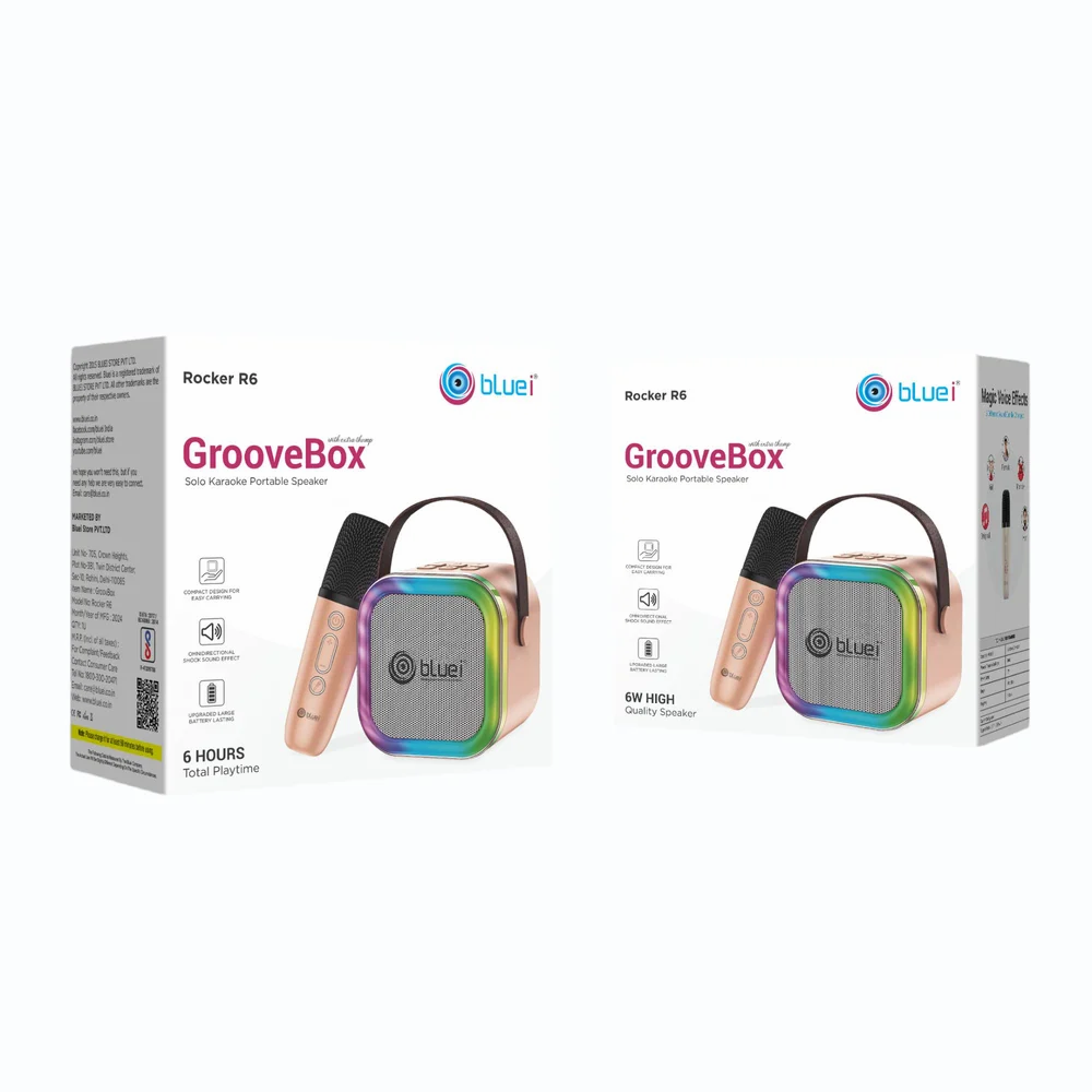 Bluei Groove Box Bluetooth Speaker with Wireless Microphone