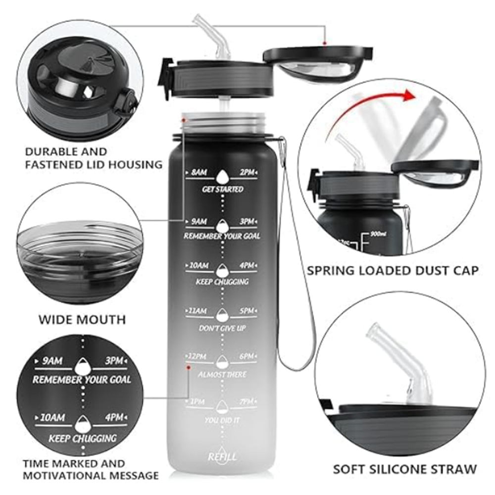 900ML Transparent Motivational Bottle