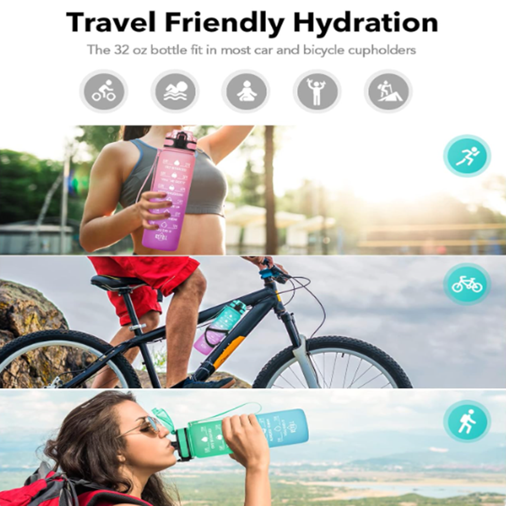 1000ML Motivational Water Bottle