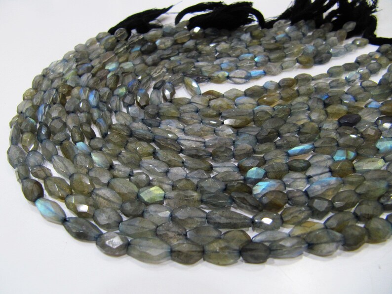 Natural Blue Flashy Labradorite Oval Faceted 6x8mm to 7x10mm Strand 13''Long
