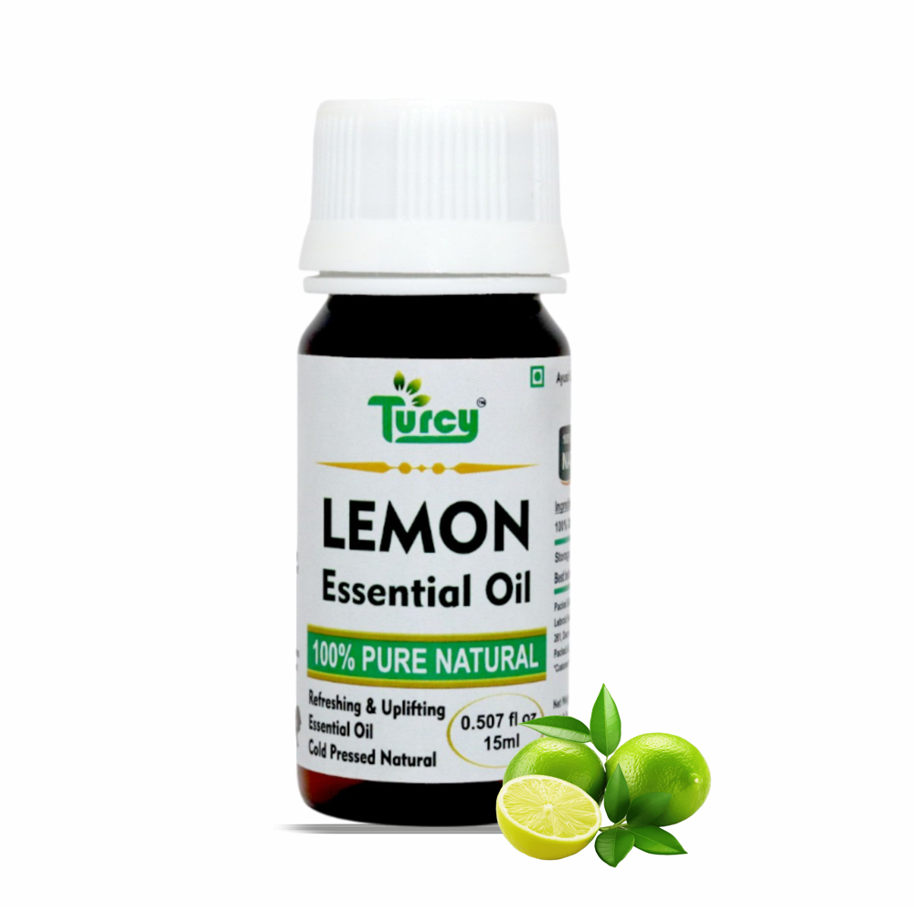 Turcy Pure Lemon Essential Oil For Skin Brightening, Hair Care, Aromatherapy, And Wellness(15ml) - Additives: Na