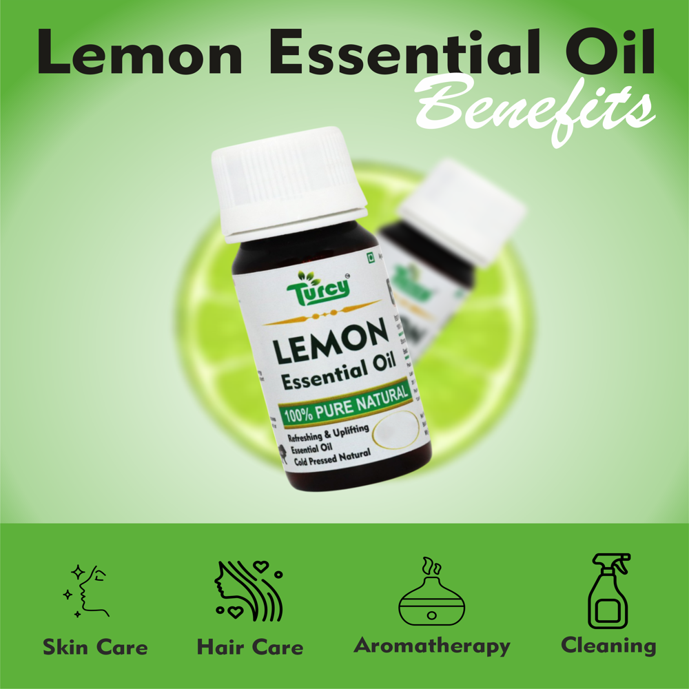 Turcy Pure Lemon Essential Oil for Skin Brightening, Hair Care, Aromatherapy, and Wellness(15ml)