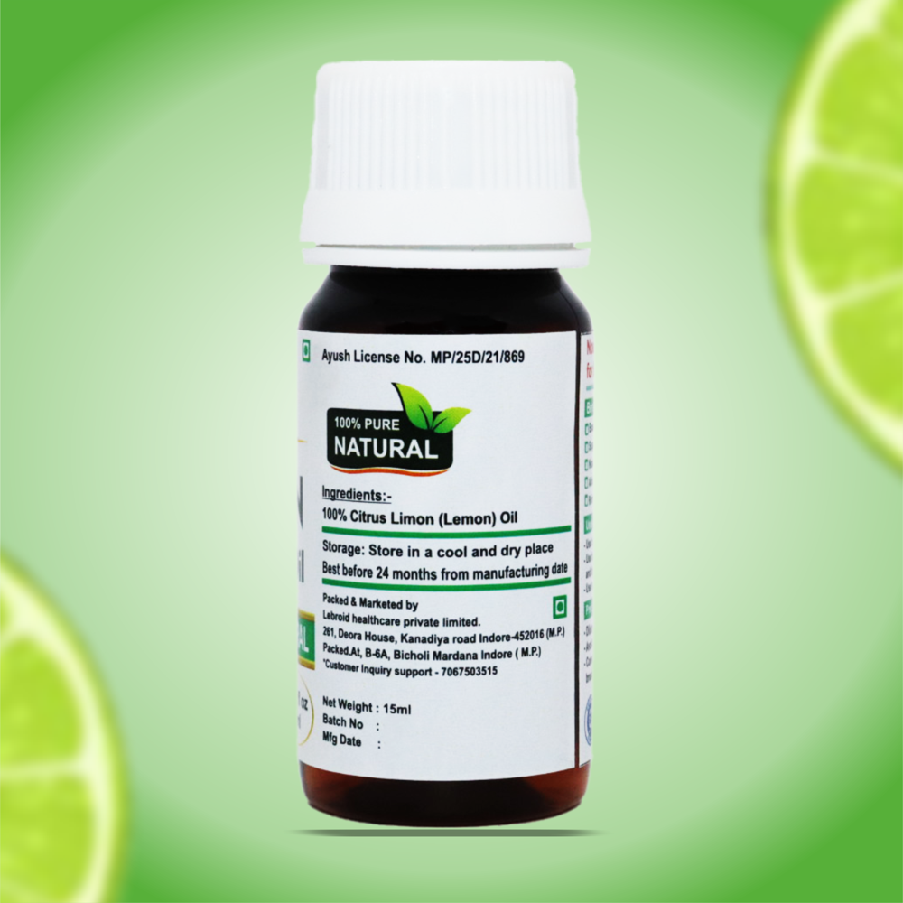 Turcy Pure Lemon Essential Oil for Skin Brightening, Hair Care, Aromatherapy, and Wellness(15ml)