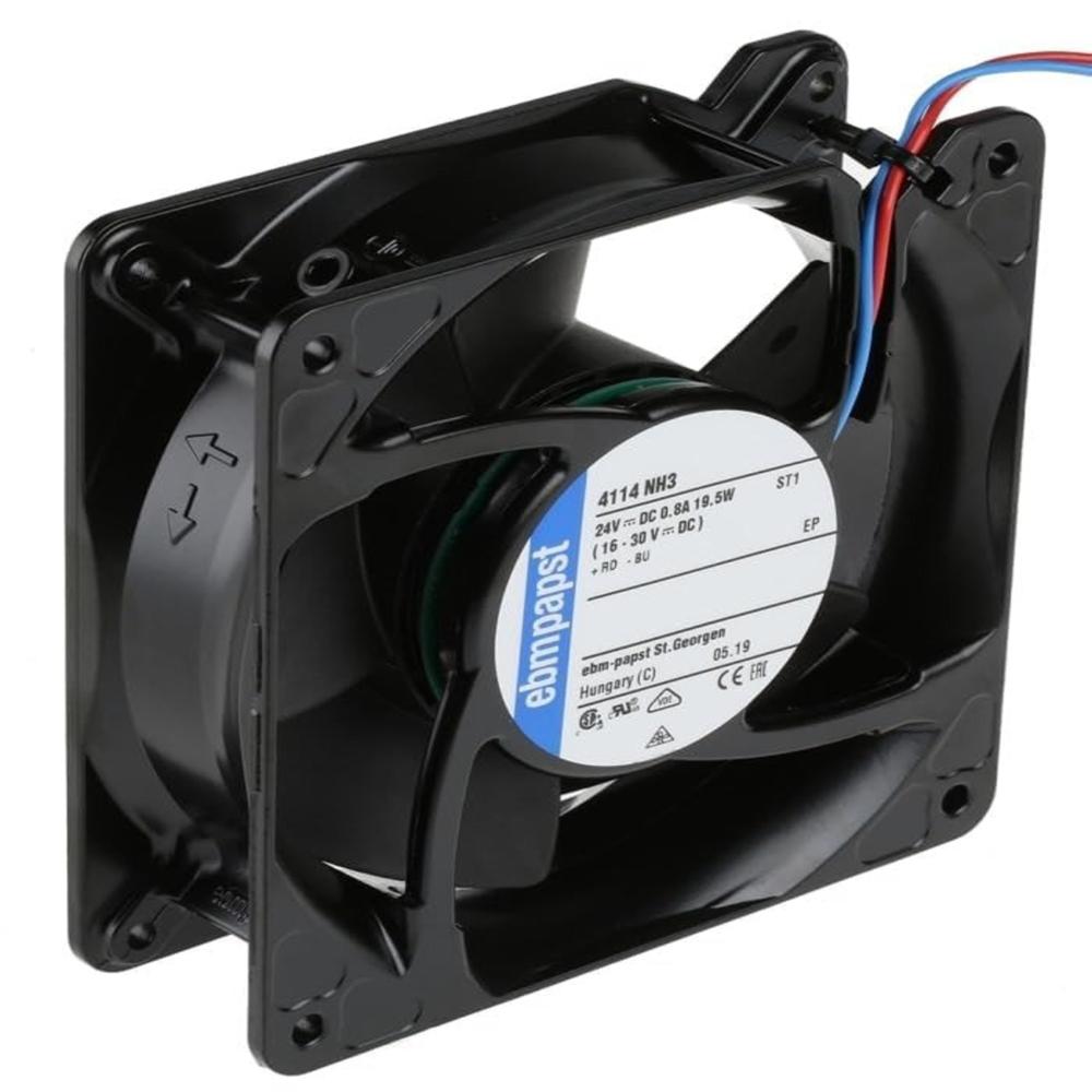 ebmpapst 4114NH3R 24V-0.8A 19.5W DC Brushless Air Cooling Fan 6000 RPM 12038mm 2-Wire (Metal) 
