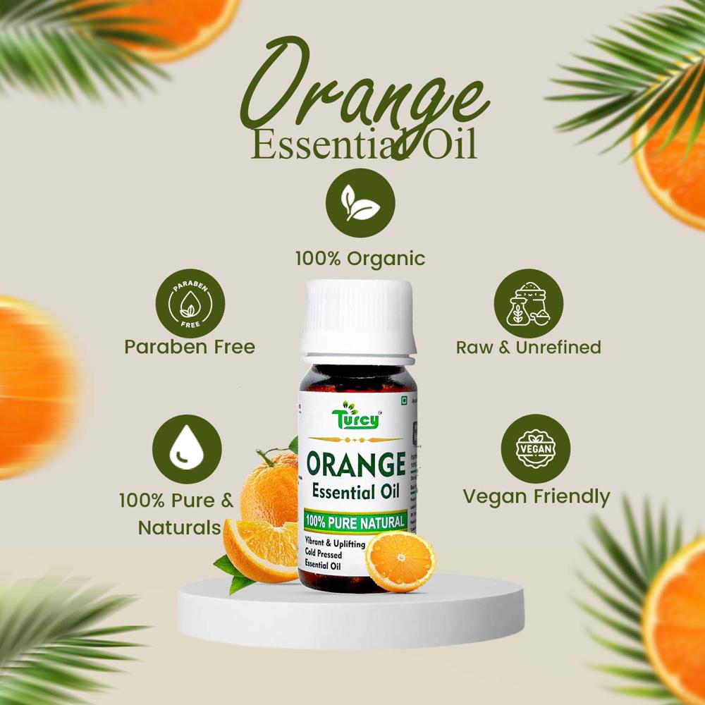 Turcy Pure Orange Essential Oil for Skin Glow, Hair Nourishment & Stress-Relief Aromatherapy(30ml)