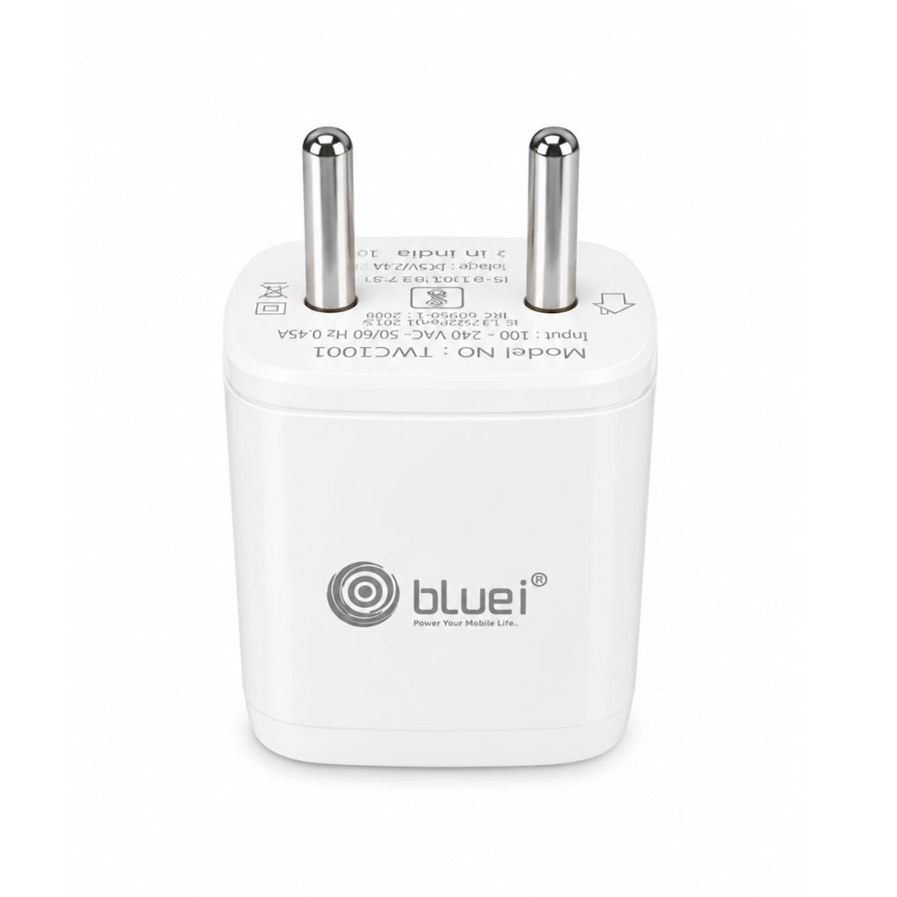 Bluei Twc1001 12W Fast Jumbo Charger With Type-C Cable | Smart Fast Charging Adapter | Mobile Charger For Smartphones & Tablets - Ambient Temperature: 10 C To 50 C Celsius (Oc)