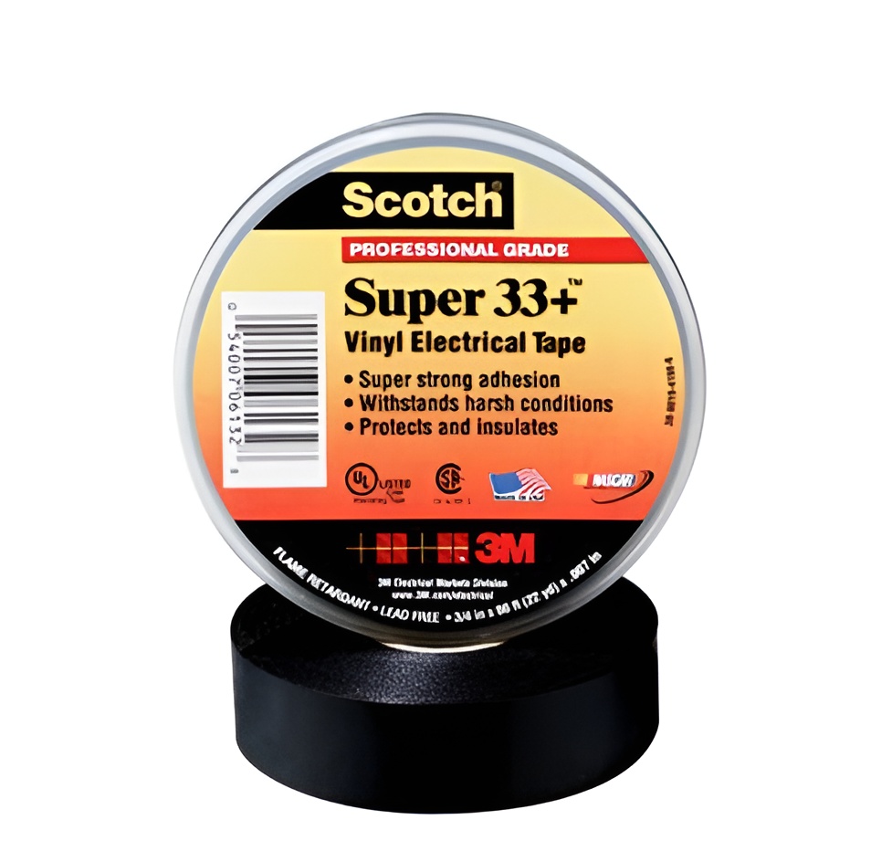 3M Scotch Super 33+ Vinyl Tape - Coating Type: Pressure-Sensitive Rubber-Resin Adhesive