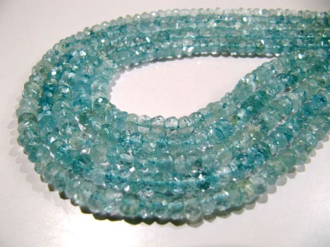 Natural Aquamarine Rondelle Faceted Beads, Gemstone 5-6mm Beads Strand 13INCH