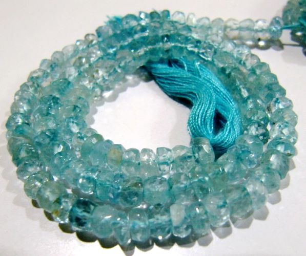 Natural Aquamarine Rondelle Faceted Beads, Gemstone 5-6mm Beads Strand 13INCH