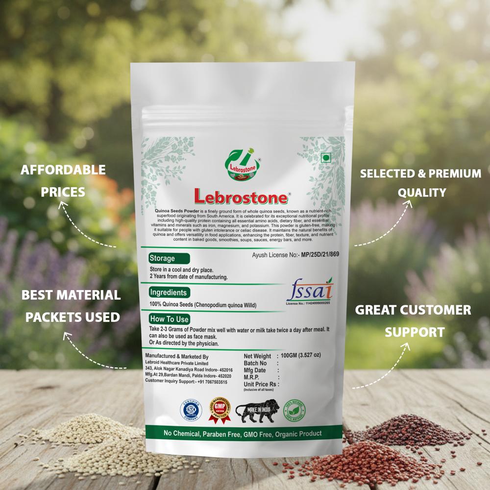 Lebrostone Quinoa Seeds Powder | Rich in Protein & Amino Acids | Supports Heart Health | 100g