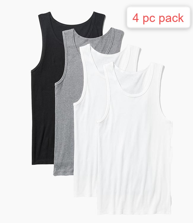 M10569 Gap Mens Ribbed Vests In 3 Pc N 4 Pc Packs - Color: Assorted