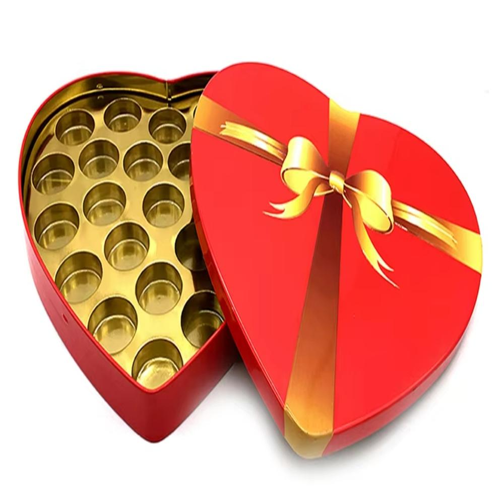 Valentine's Day Heart-Shaped Tin Box for Wedding Chocolate & Food Durable Metal Tin with Stylish Design