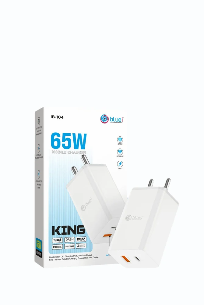 King 65W Qc + Pd Fast Charger With Type-c Cable, Number of Ports: 1