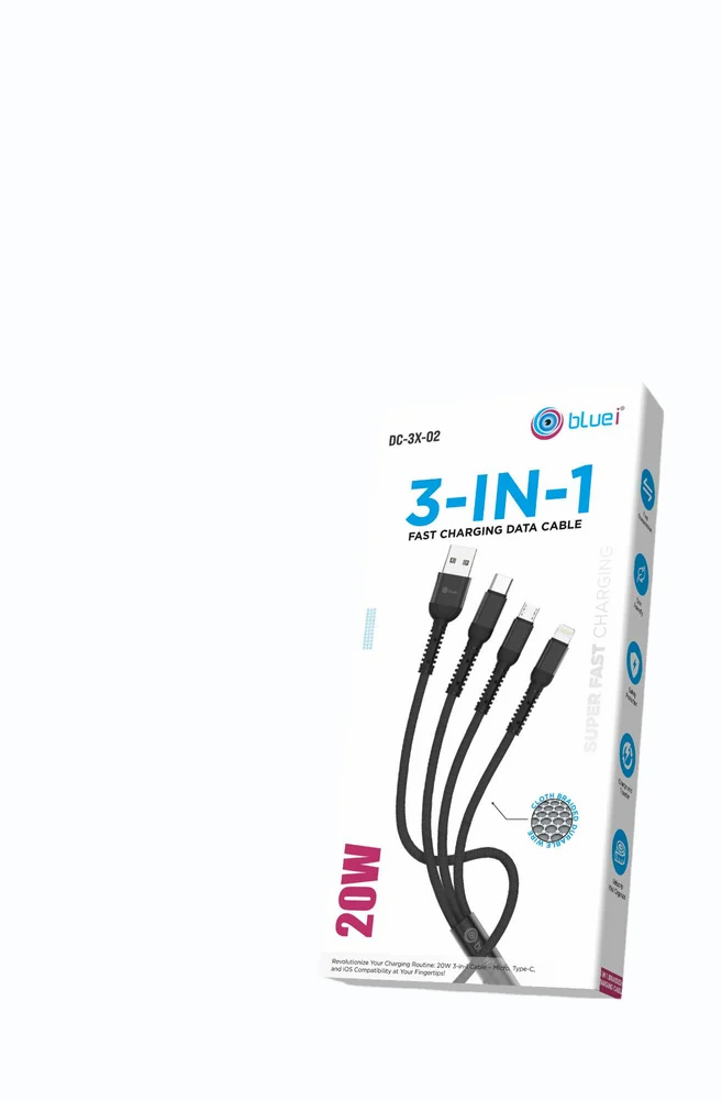 DC-3X-02 3 in 1 20W Fast Charging Data Cable