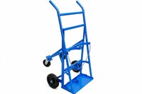 Mild Steel Double Gas Cylinder Trolley - Powder Coated Mild Steel, 1250mm Height, Blue | Welded Frame, Four Rubber Wheels, Holds Two Cylinders