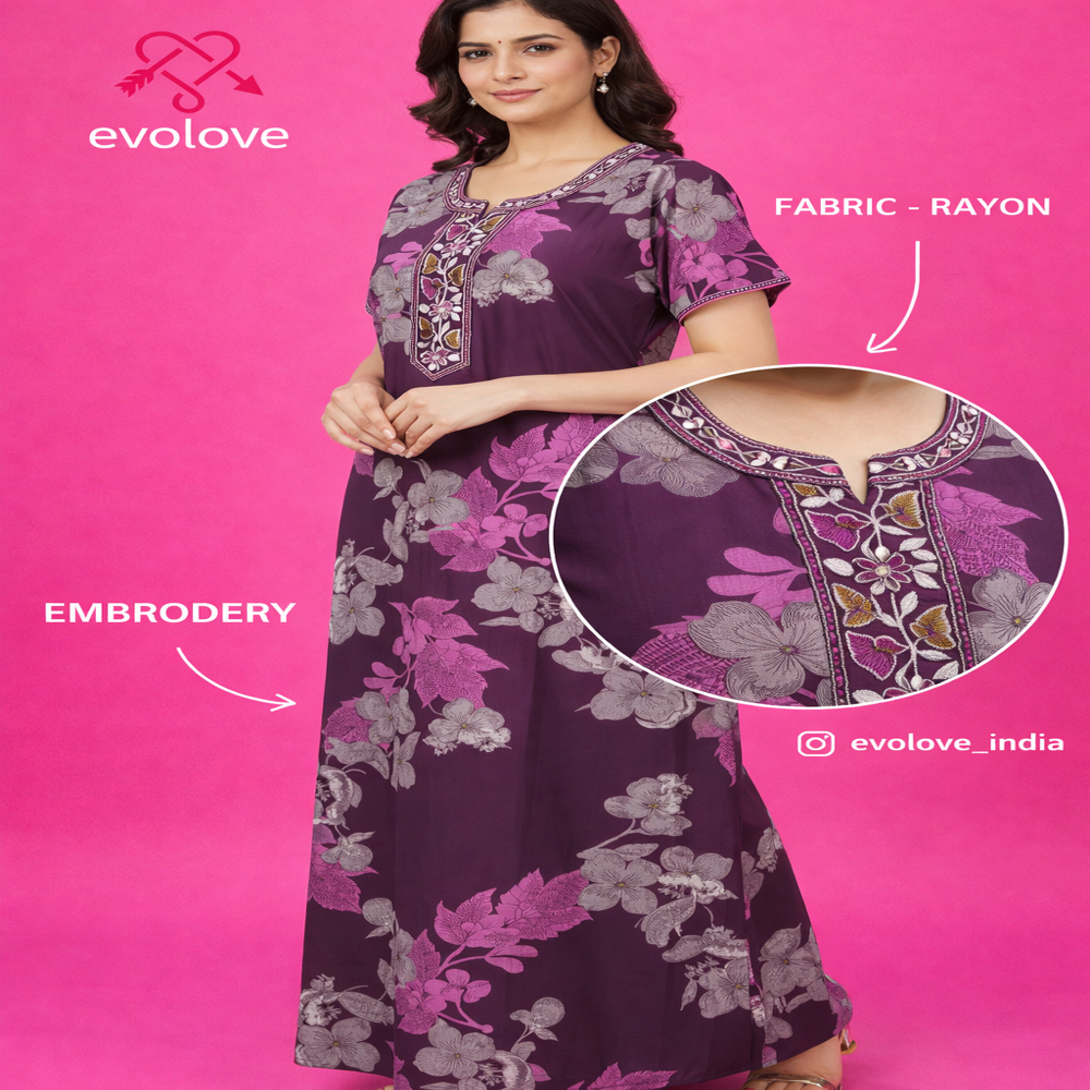Evolove Rayon Nightgown For Women
