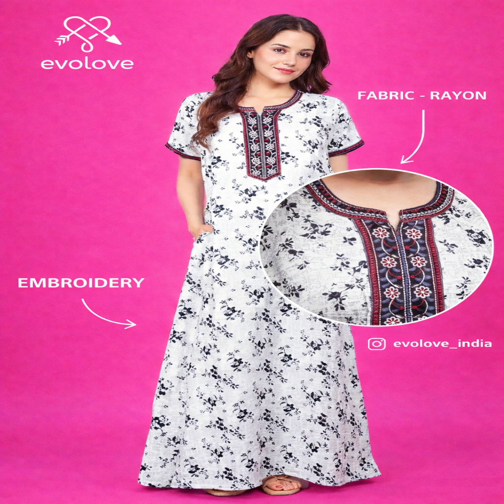 Evolove Rayon Nightgown For Women