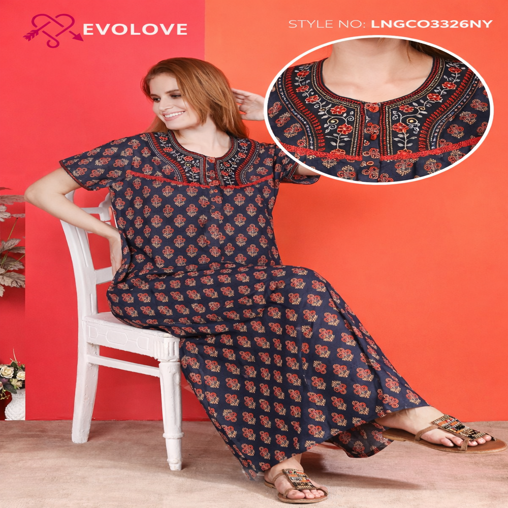 Ankle Lenght Nighty - Material: Cotton