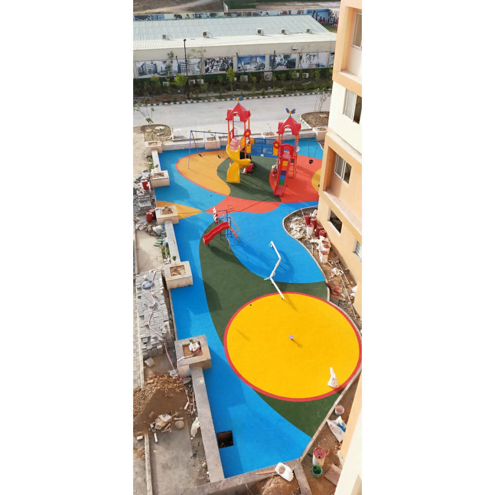 Rubber Flooring - High-quality Rubber Compound, 500x500 Mm, Abstract Multi-color | Anti-skid, Fire Resistant, Stain Resistant, Easy To Clean