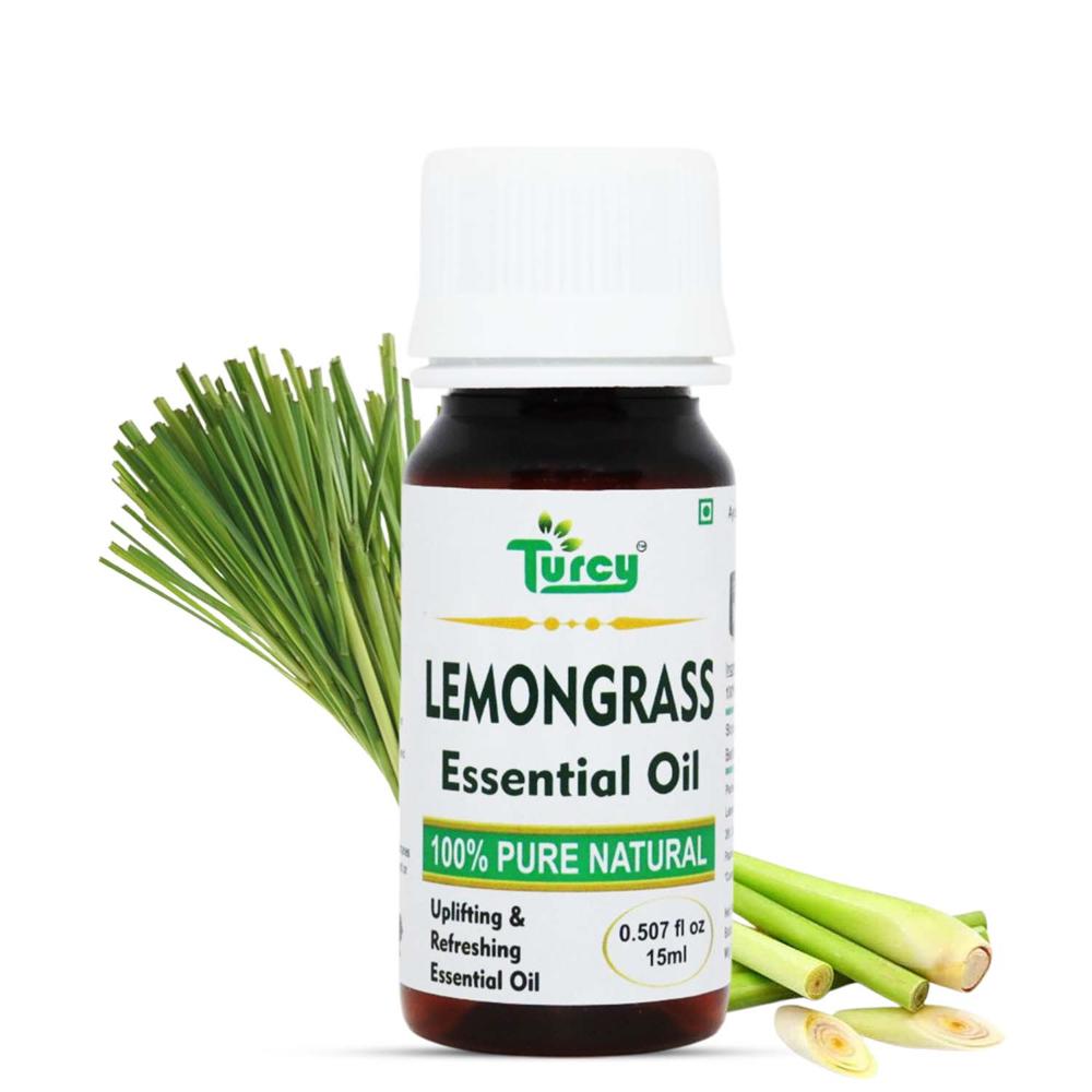 Turcy Lemongrass Essential Oil  Pure & Natural For Hair Growth, Glowing Skin, Stress Relief & Aromatherapy(15ml) - Additives: Na