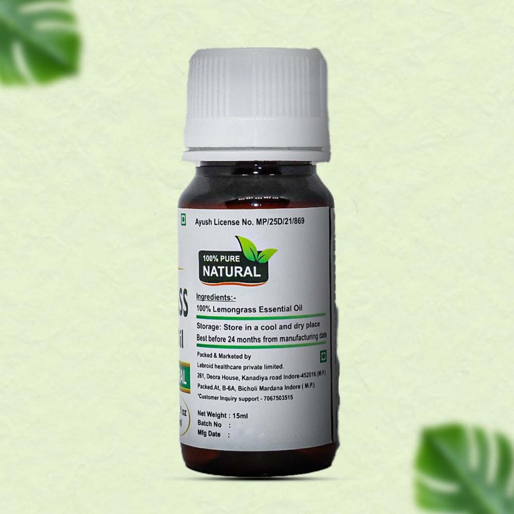 Turcy Lemongrass Essential Oil  Pure & Natural for Hair Growth, Glowing Skin, Stress Relief & Aromatherapy(15ml)