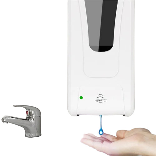 Automatic Hand Sanitizer Dispenser - Abs Plastic, 22x12x10 Cm, White | Touchless Infrared Sensor, Lockable Refillable Bottle, Low Battery Indicator