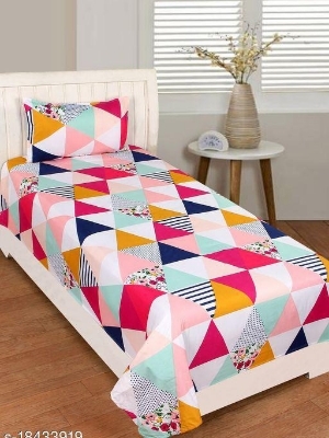 Desigan of Single  bedsheet. 1 pillow cover