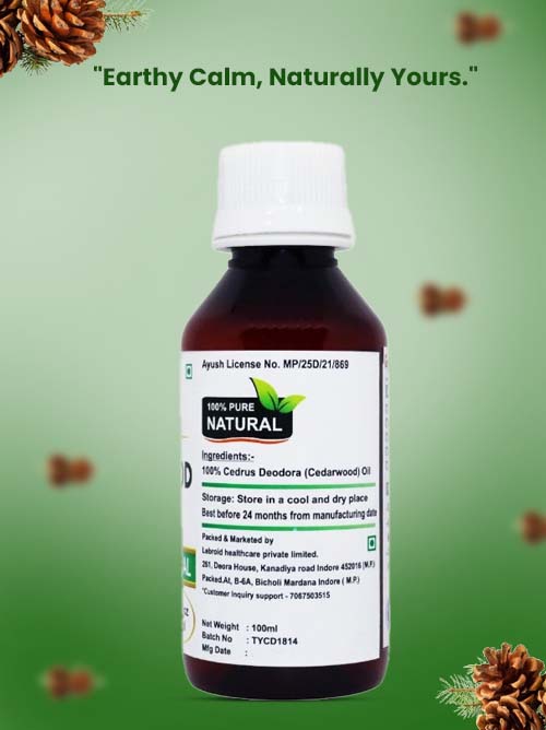 Turcy Cedarwood Essential Oil | Pure & Natural for Hair Growth, Skin Care & Stress Relief(100ml)