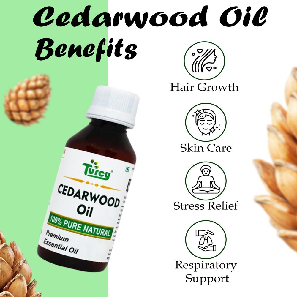 Turcy Cedarwood Essential Oil | Pure & Natural for Hair Growth, Skin Care & Stress Relief(100ml)