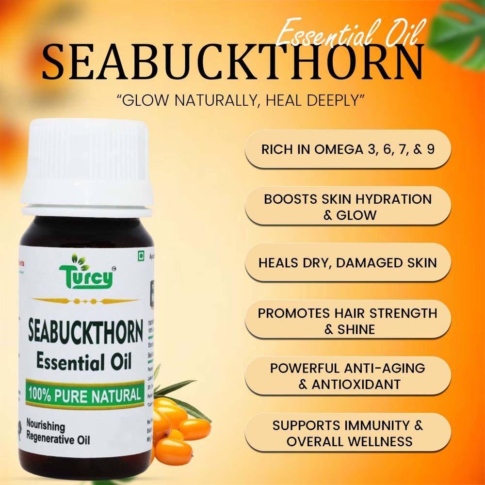 Turcy Seabuckthorn Essential Oil | Pure & Natural | Skin Glow & Hair Nourishment(100ml)