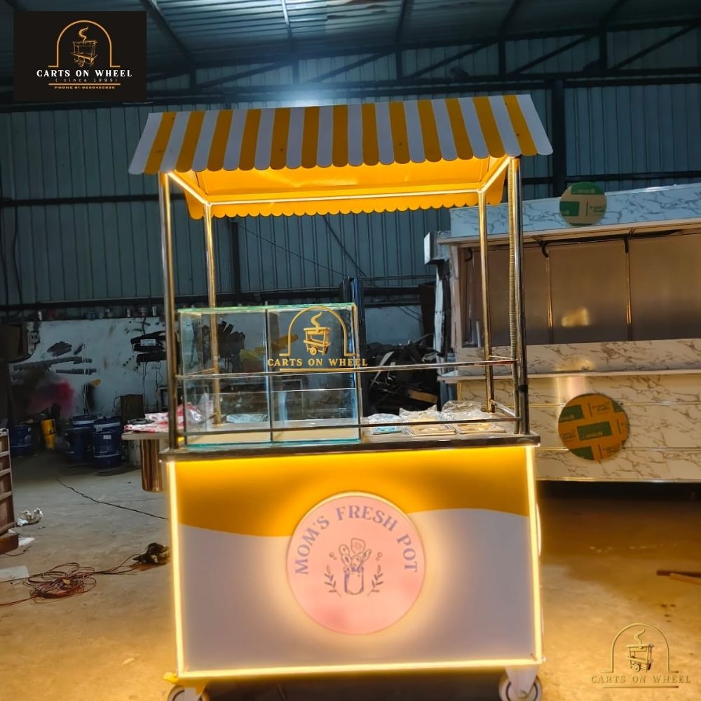 Mom's Fresh Pot  Cart By Carts On Wheel - Color: Yellow And White