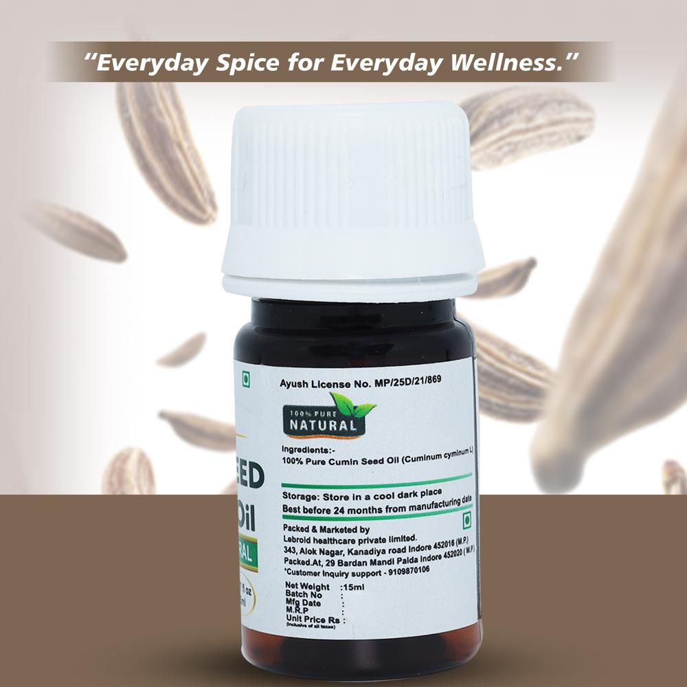 Turcy Cumin Seed Essential Oil | Pure Herbal Oil | Hair Growth, Focus & Aromatherapy Use(15ML)