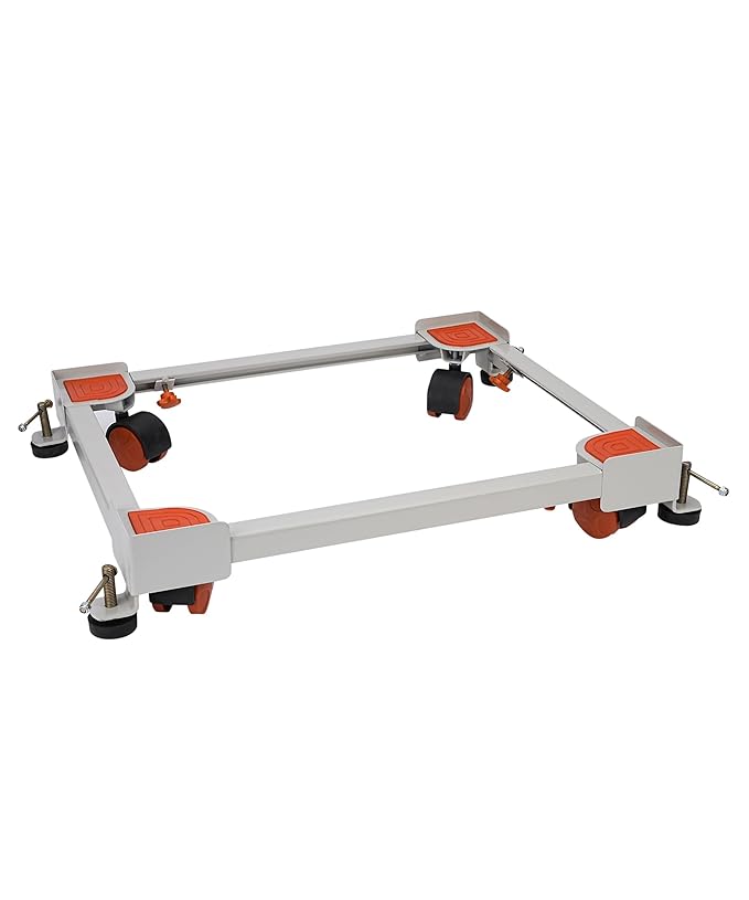 Heavy Duty Washing Machine Moving Trolley With Wheels Model- Ashoka - Color: White & Orange
