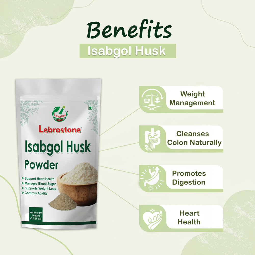 Lebrostone Isabgol Husk | Natural Fiber for Weight Management, Digestion & Heart Health(100gm)