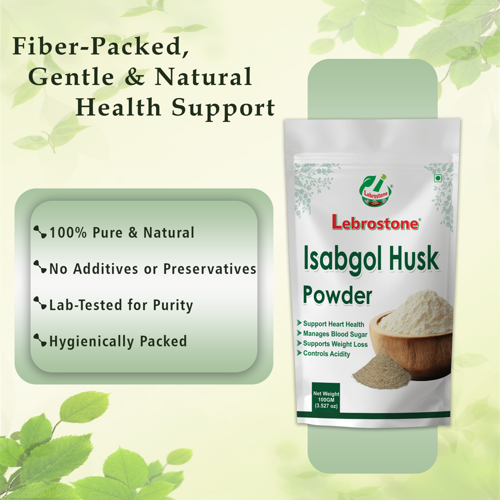 Lebrostone Isabgol Husk | Natural Fiber for Weight Management, Digestion & Heart Health(100gm)